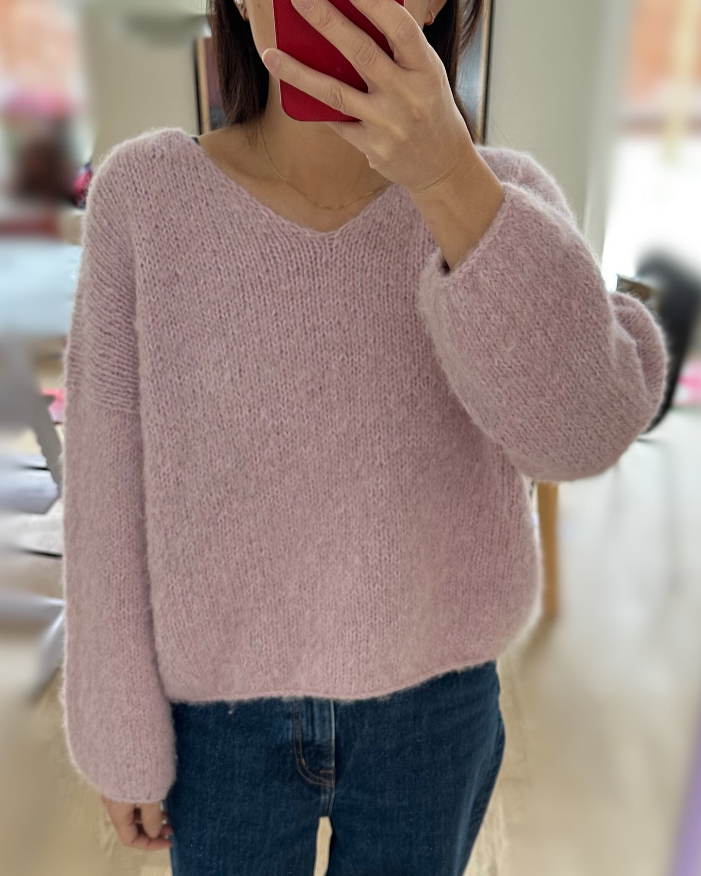My Pink Sky Sweater V-neck - FableKnits