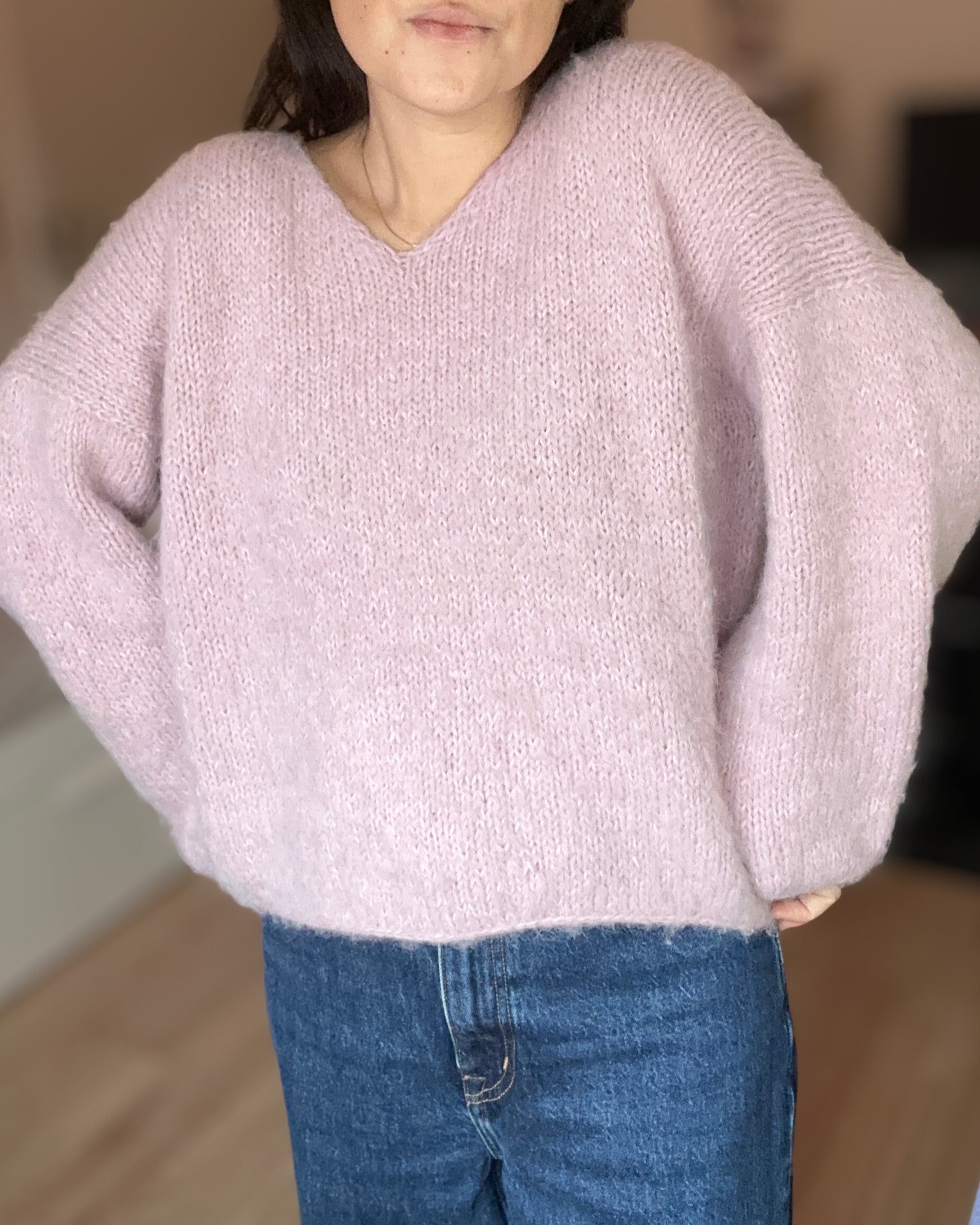 My Pink Sky Sweater V-neck - FableKnits