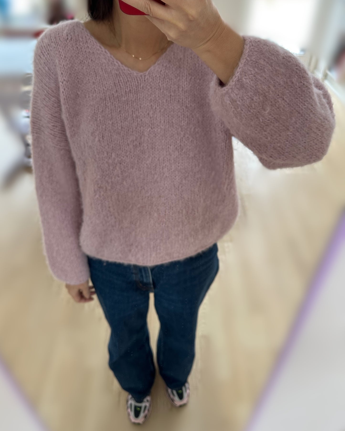 My Pink Sky Sweater V-neck - FableKnits