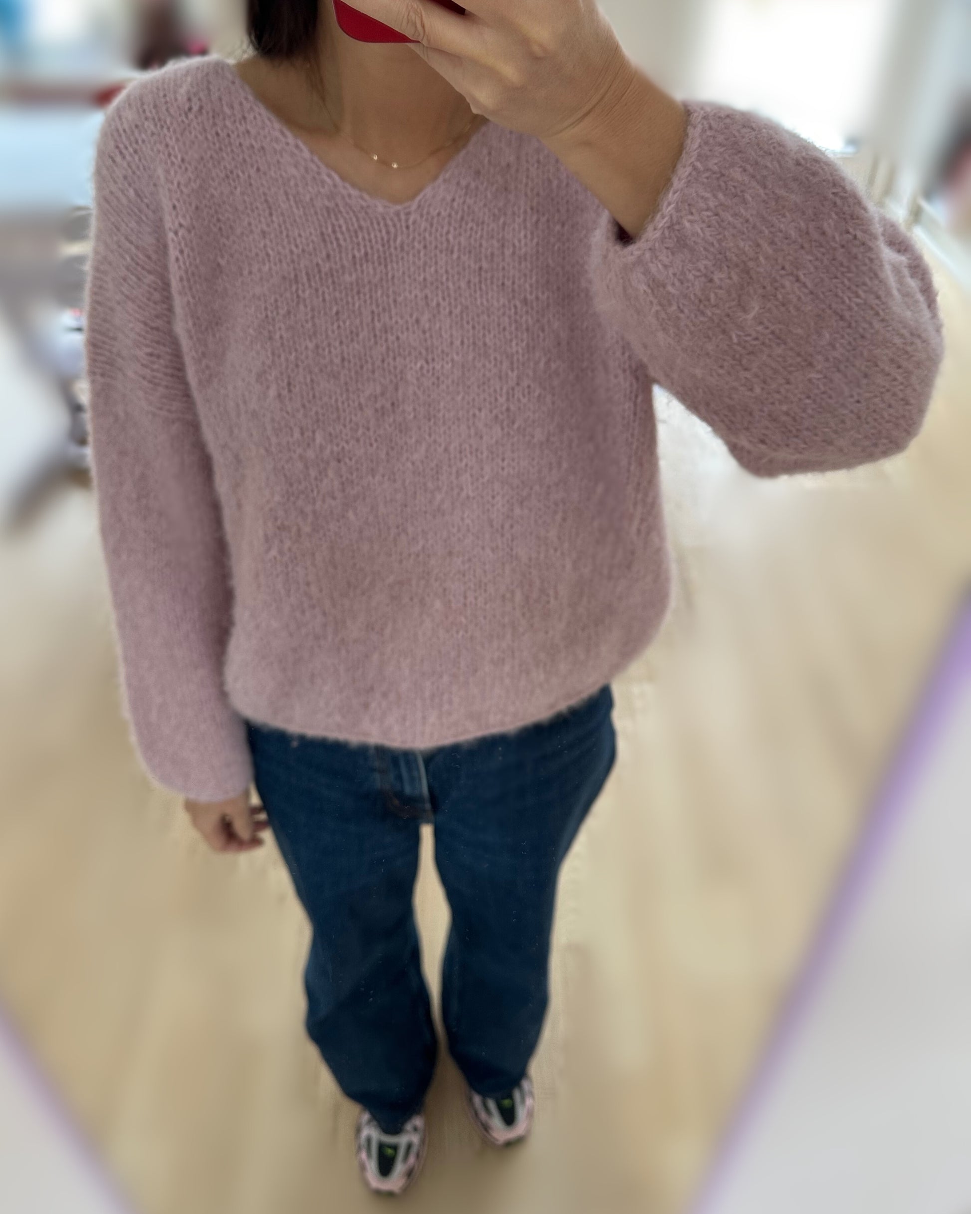 My Pink Sky Sweater V-neck - FableKnits