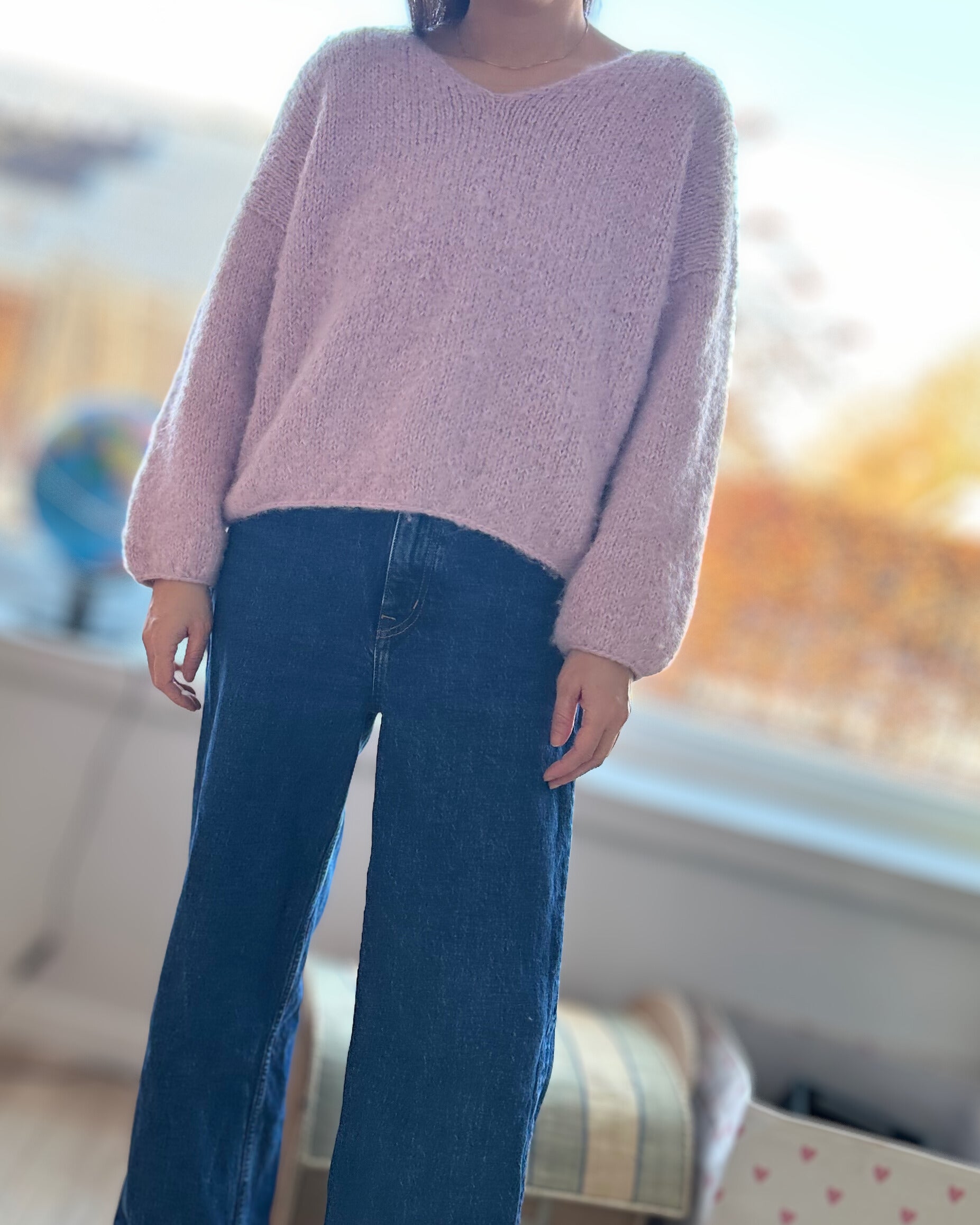 My Pink Sky Sweater V-neck - FableKnits